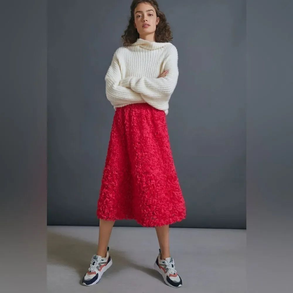 Anthropologie Maeve Hollie Lace Midi Skirt